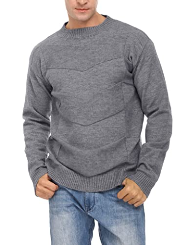 Jersey de Cuello Redondo para Hombre Suéter de Punto Pull-Over Suéter Sólido Ligero Jersey de Básico Suave Elástico.Gris.XXL Cover