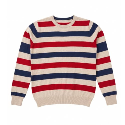 uubayyii Boys Striped Sweater, 100% Cotton Long Sleeve Knit Pullover