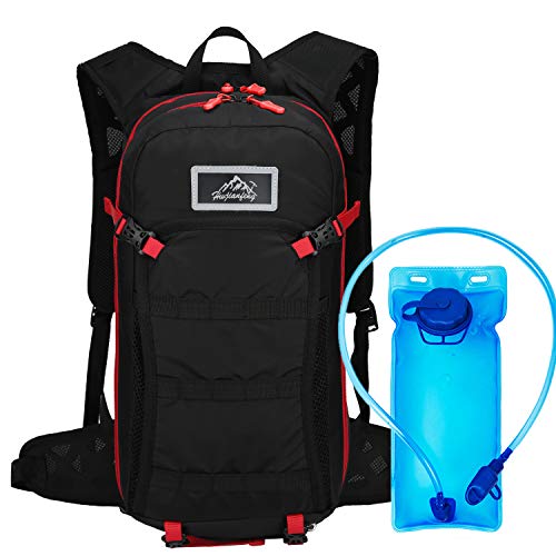 HWJIANFENG 15L Hydration Pack Backpack,2L Water Bladder BPA Free,Cycling Backpack Biking Backpack Riding Daypack Bike Rucksack Breathable Lightweight for Travelling Hydration Bag Men Women,red