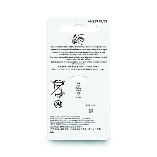 image for Amazon Basics 60-Pack Hearing Aid Size 13 Zinc-Air Batteries, 1.45 Vol