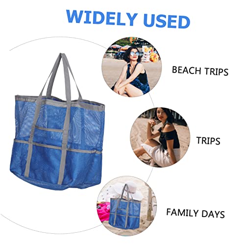 Large Mesh Beach Bag for Women Stylish Tote with Zipper Pocket for Swimming Sand Toys and Gym Essentials 1 Piece4