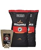 BlackSellig 20 Kg Steakhousekohle + NEU mit 50 STÜCK natürliche Anzünder reines Quebracho Holz Holzkohle Grillkohle - perfekte Restaurantqualität