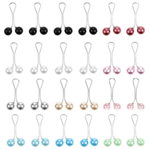 24 Pcs hijab pins for women Muslim Pearl Scarf Clips Multicolor Headscarf Pearl Pins Brooch Pin Clips Shawl Scarf Safety Pins For Sweater Scarf Hijab Pins Accessories (Colorful)