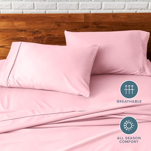 Image of Bare Home Microfiber Pillow Cases - Standard /Queen Size Set of 2 - Cooling Pillowcases - Double Brushed - Light Pink Pillowcases 2 Pack - Easy Care (Standard Pillowcase Set of 2, Light Pink)