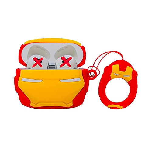 Image of For Airpods Pro 2019 Pouch Case Cover Headphones Soft Silicone Cartoon Character Cover With Keychain,360-Degree Protection (Iron Man)Multi-coloured