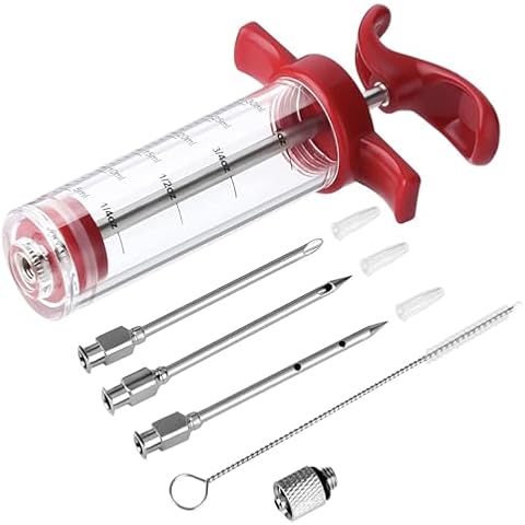 Meat Injector Syringe with 3 Needles and Display Scale Cover