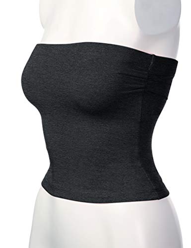 Image of Women's Shapewear Tube Tops Strapless Ruched Built-in Shelf Bra Casual