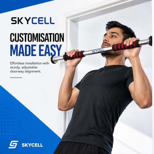 Image of SKYCELL Heavy Duty Door & Wall Mounted Pull Up Bar for Home Workout - Steel Coat Multi-Grip Pull-Up Bar EasyFit Alternative