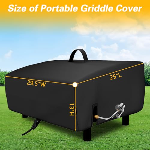 Image of EVRBUL Portable Griddle Cover Fit for Blackstone and Pit Boss 2 Burner Tabletop Griddle, 600D PVC Coating Tabletop Grill Cover Fit for Royal Gourmet 3 Burners Flat Top Gas Grill, 29.5 inch x 25 inch x 13 inch