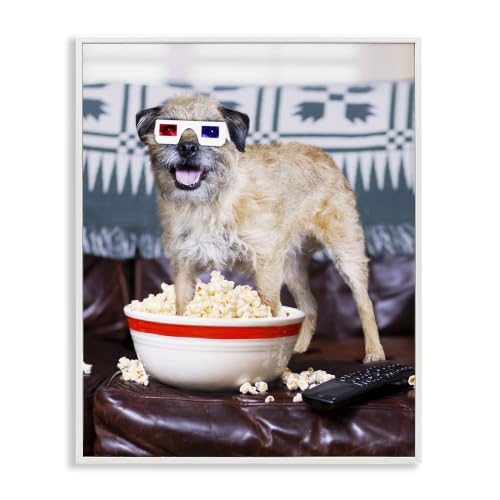 Dog Movie Night Couch Snacking, 16 x 20 Inch Framed Giclée Print