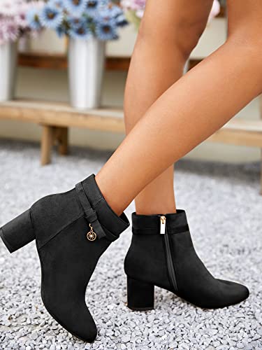 Coutgo Women's Ankle Boots Chunky Block Low Heel Vintage Tie Knot Booties Shoes with Side Zipper3