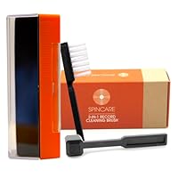 Vinyl Schallplatten Reinigungsbürste & Stylus Reiniger | SPINCARE 2-in-1 LP Vinyl Reinigungsset | Samt Pad & Kohlefaser Stylus Bürste | Staubschutz | Kompaktes Antistatisches Schallplattenreiniger Set