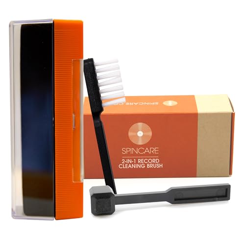 Vinyl Schallplatten Reinigungsbürste & Stylus Reiniger | SPINCARE 2-in-1 LP Vinyl Reinigungsset | Samt Pad & Kohlefaser Stylus Bürste | Staubschutz | Kompaktes Antistatisches Schallplattenreiniger Set