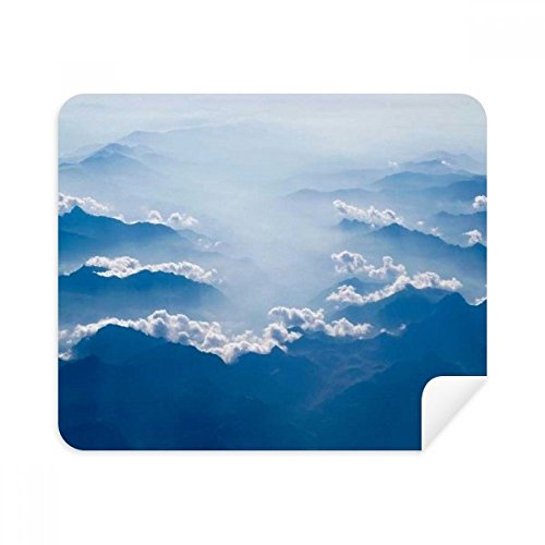 Chiffon de nettoyage en suède écran et lunettes motif nuages ciel bleu blanc x2