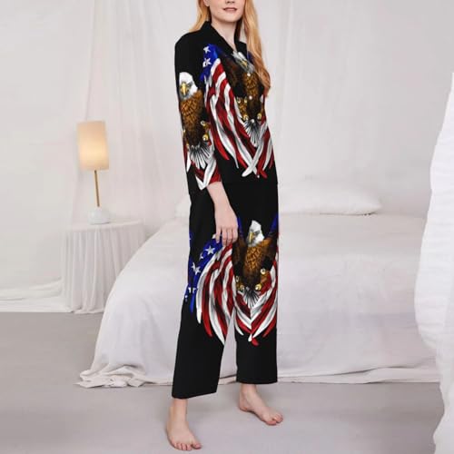 Pyjama aigle drapeau USA noir L en polyester-élasthanne doux
