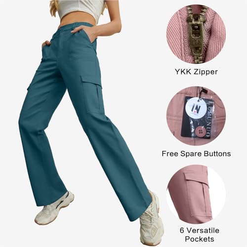 Image of Lepunuo Cargo Pants for Women High Waisted Casual Pants Baggy Stretchy Wide Leg Y2K Streetwear with 6 Pockets