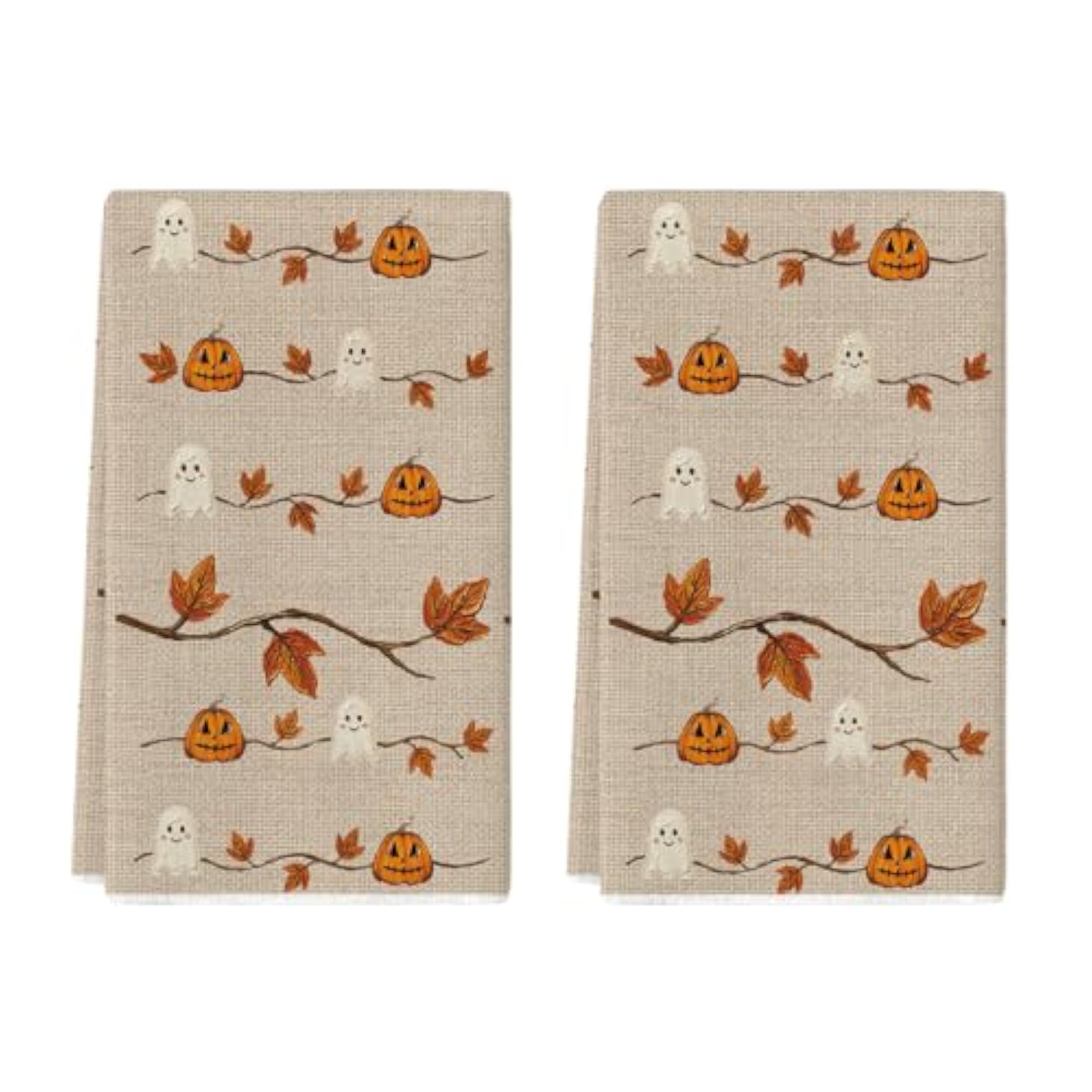 Pumpkin Ghost Halloween Kitchen Towels Set of 2