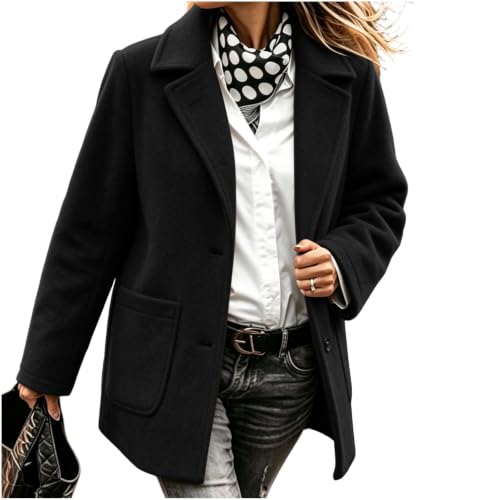 Pea Coats for Women Blazer Single Breasted Lapel Winter Coat - image 7