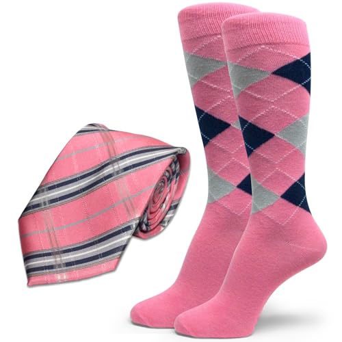 Spotlight Hosiery Groomsmen Men's Argyle Necktie & Dress Socks Set