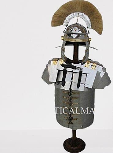 NauticalMart Roman Lorica Segmentata Armor with Blonde Plume Roman Centurion Helmet