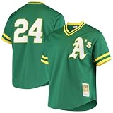 Rickey Henderson Oakland Athletics 1991 Authentic Mesh Green Batting Practice Jersey (US, Alpha, Medium, Regular, Regular, Green)