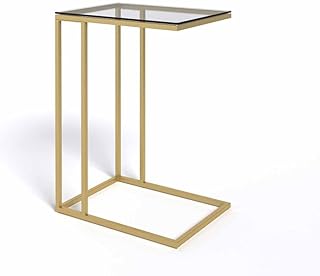 Evka Gold Side Table, Glass Side Table, Side Table Living room, Grey Side Table, Living room Office Bedside Table, Laptop Table, Sofa Table