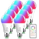 UCB Led Light Bulbs 12W(130W Equivalent), 2700K-6000K，A19 E26 Bluetooth Color Changing Light Bulb Controlled by BRmesh APP, 16 Million Colors-DIY Flash/Fade - Timing - DIY Scenes- Music Sync (8 Pack)