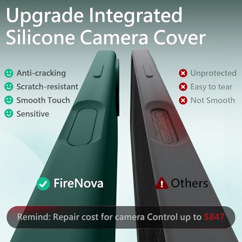Image of FireNova Magnetic for iPhone 17 Case, Compatible with MagSafe, [Integrated Silicone Camera Control Button] [Camera Protection] Anti-Scratch Microfiber Lining Phone Case, 6.3 inch, Midnight Green
