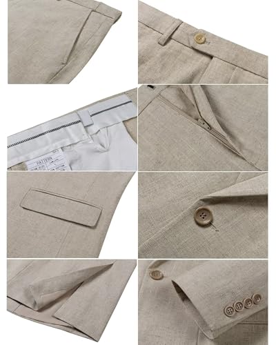 Mens Linen Suit,2 Piece Slim Fit Suit Men Linen Suits Set for Summer Beach Wedding4