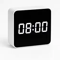Relógio Despertador De Mesa Led Digital A Pilha Com Termômetro e Calendário Luz Noturna Branca Design Moderno e Compacto para Quarto Escritório e Viagem (Branco)