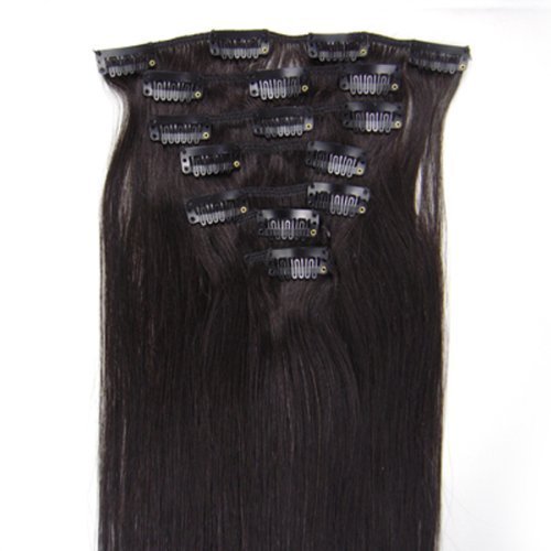 Straight Remy Human Hair Extensions 24 Colors for Your Choose in 15inch,18inch,20inch,22inch,Beauty Salon Women's Accessories (20inch 70g, 1B-BLACK WITH BROWN)