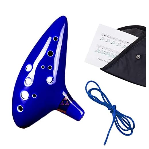 GERUI Zelda Ocarina, 12 Hoyos Leyenda de Zelda Ocarina del Tiempo, Réplica de Cerámica Triforce Link Cosplay