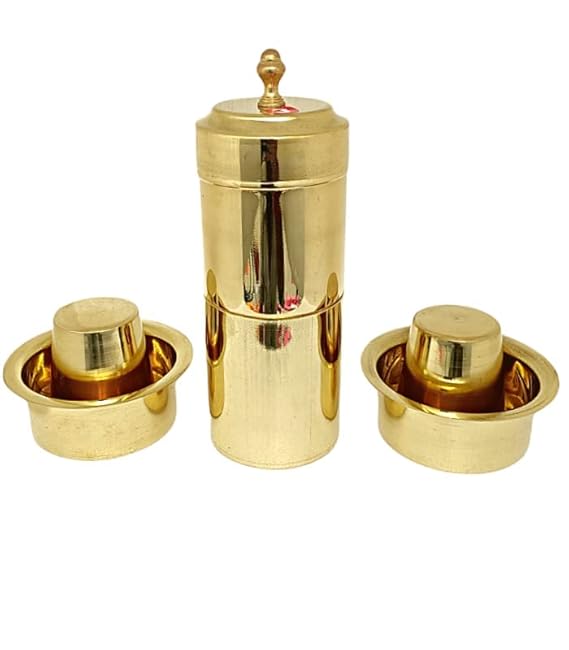 SK Metals Brass Coffee Filter/ Kumbakonam Degree Coffee Filter/ Decoction Liquid Maker/ Brass Coffee Maker/ Coffee Filter / vol 400 ml / WT 450 g / 2 Coffee Dabara Set
