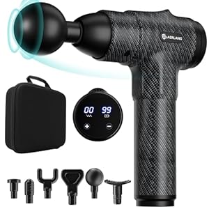 AERLANG Percussion Massage Gun, Deep Tissue Massager Muscle Massage Gun 20 Speed Settings, 6 Replaceable Massage Heads, Portable and Cordless