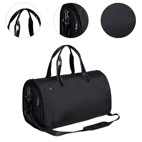 Garment Duffel Bag with Shoe Compartment Overnight for Men Lightweight Large Handbag Garment Bag Shoulder Strap, Brown Polyester2