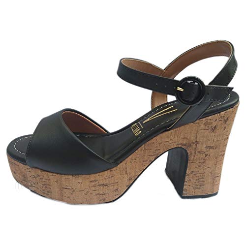 Sandalia Feminina Meia Pata Vizzano 6394101 Salto Bloco Plataforma