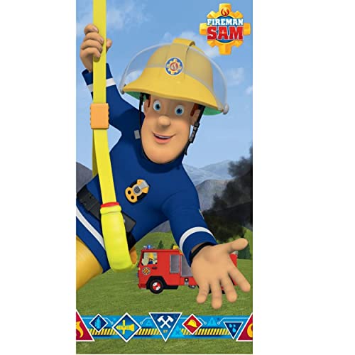 Jerry Fabrics F - Serviette de Plage - Serviette de Bain - Sam Le Pompier - Enfant - 70 x 140 cm - 100% Coton Cover