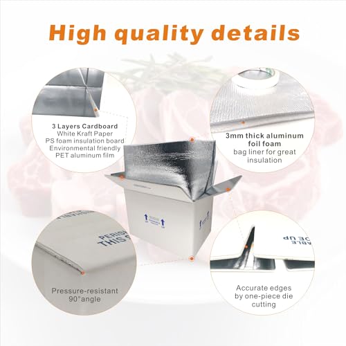 CH-BOX Insulated Shipping Boxes with Liners, 4 Pack 15'' x 10'' x 11'' Small Cold Shipping Boxes, for Perishable Frozen Food Shipping, White (TB151011L-4) by CH-BOX - Image 5