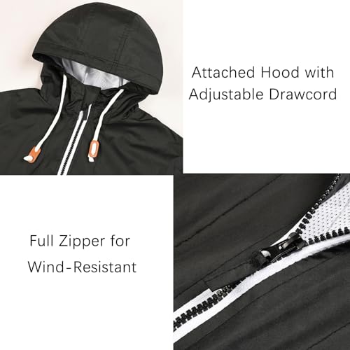 Image of MADHERO Mens Windbreaker Jacket Lightweight 90s Retro Wind Breakers Black Size S