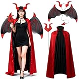 [Yi-gog] ハロウィン 吸血鬼 コスプレ マント 赤黒 ブラック/レッド ドラキュラ パーティー ハロウィン 子供大人 死神 魔法使 吸血鬼 衣装 仮装