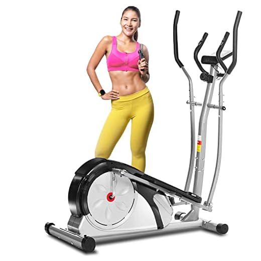 FUNMILY Elliptical Machine, Eliptical Excerise Machines with Pulse Rate Grips LCD Monitor and 8 Levels Resistance for Home Office Use, Max Capacity Weight 350LBS