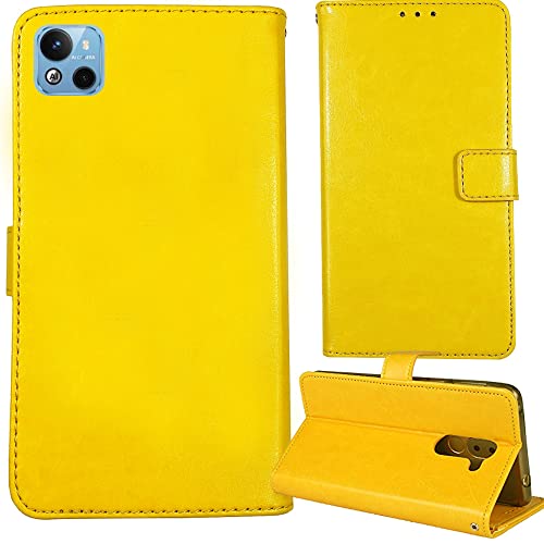 Tnviud Stand Premium Retro Business Flip Leather Case Protector Bumper For XGODY X18 6.3" Protection Phone Cover Skin Folio Book Card Slot Wallet Magnetic (Yellow)
