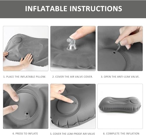 Coussin gonflable de camping de compression, oreiller gonflable ultra léger, coussin de soutien de cou lombaire ultra-léger pour le camping, la randonnée, la plage, la pêche – Image 5