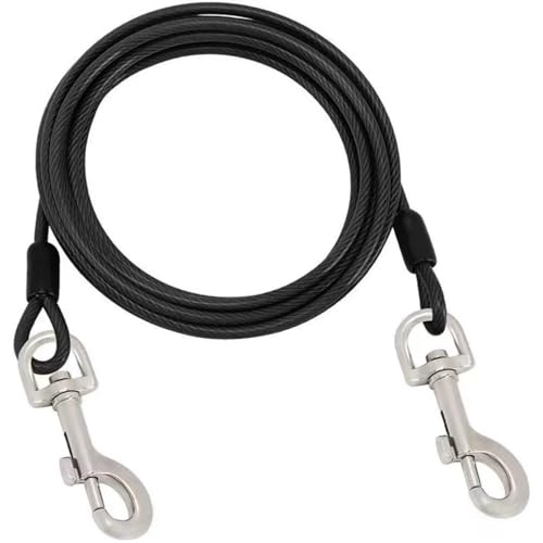 Cable de amarre para perros, 3 m, cuerda de seguridad fuerte para mascotas (negro)