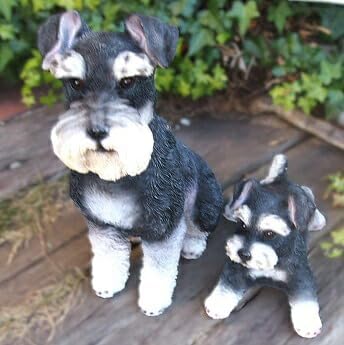 犬の置物 シュナウザー親子2品セット N15511・12 いぬ イヌ
