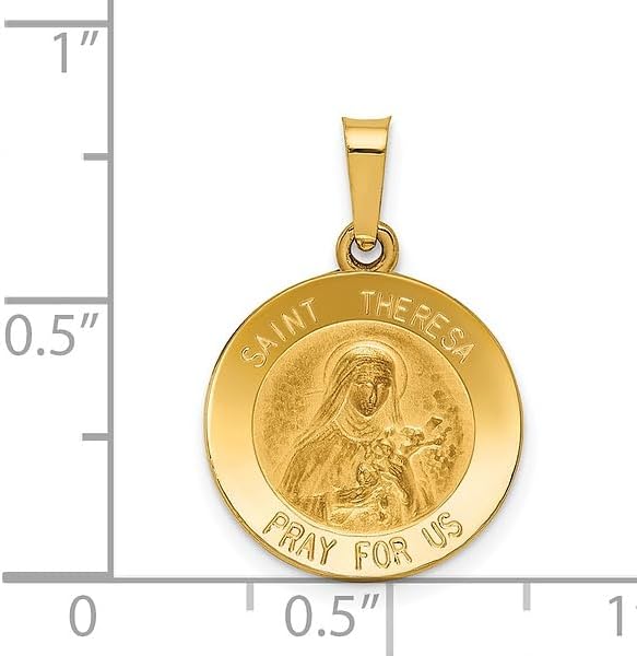 Miniatura 5 de IceCarats Colgante de cadena de oro amarillo macizo de 14 quilates con medalla de Santa Teresa