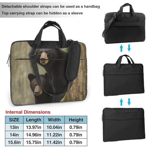 Maletín para portátil con diseño Black Bear Mother and Cub 15.6 pulgadas miniatura 4