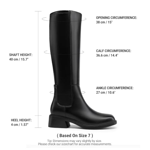 Image of DREAM PAIRS Women's Knee High Boots | Square Toe Low Block Heel Casual Comfort Riding Long Boots with Side Zipper