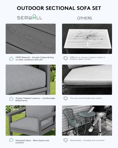 Image of SERWALL HDPE Patio Conversation Set with Side Table