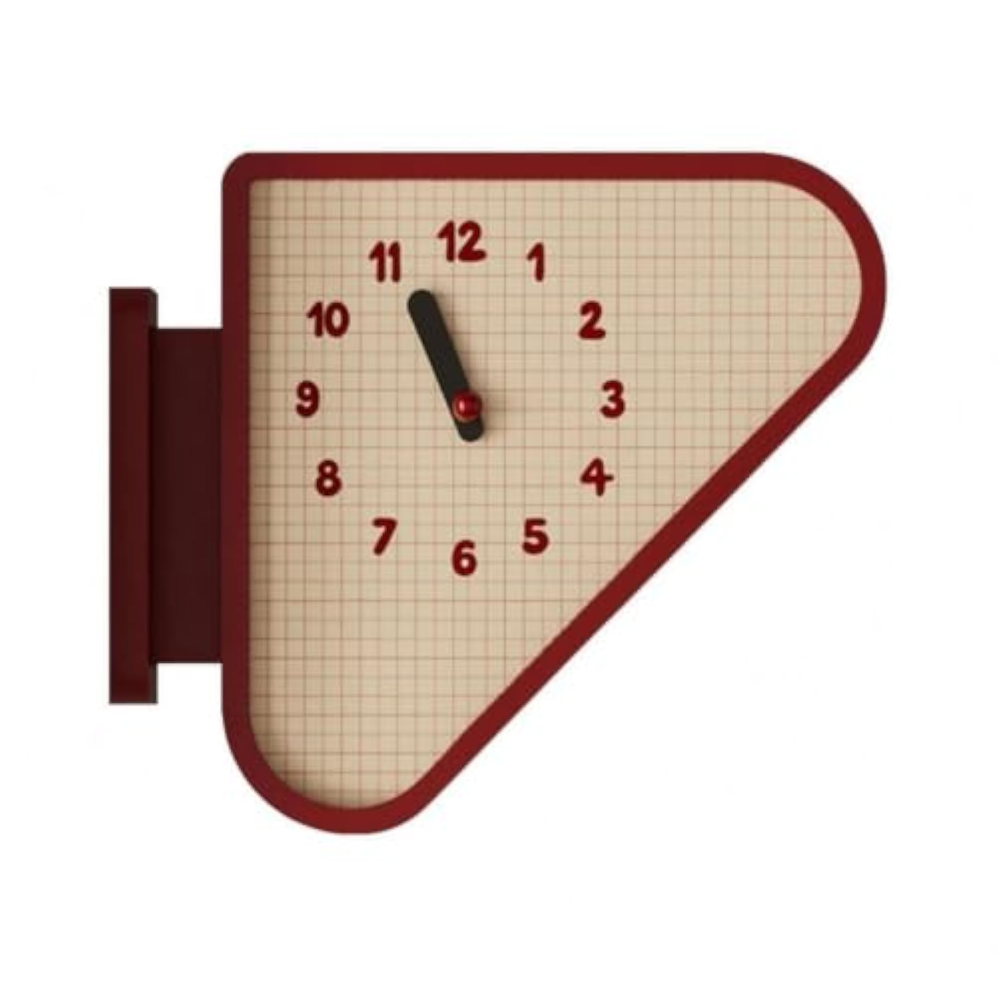 Grid-Pattern Dial Triangular Wall Clock, Black Hands